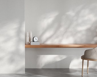 Anpassbarer Massivholz Floating Schreibtisch: Nischentisch, Wandtisch