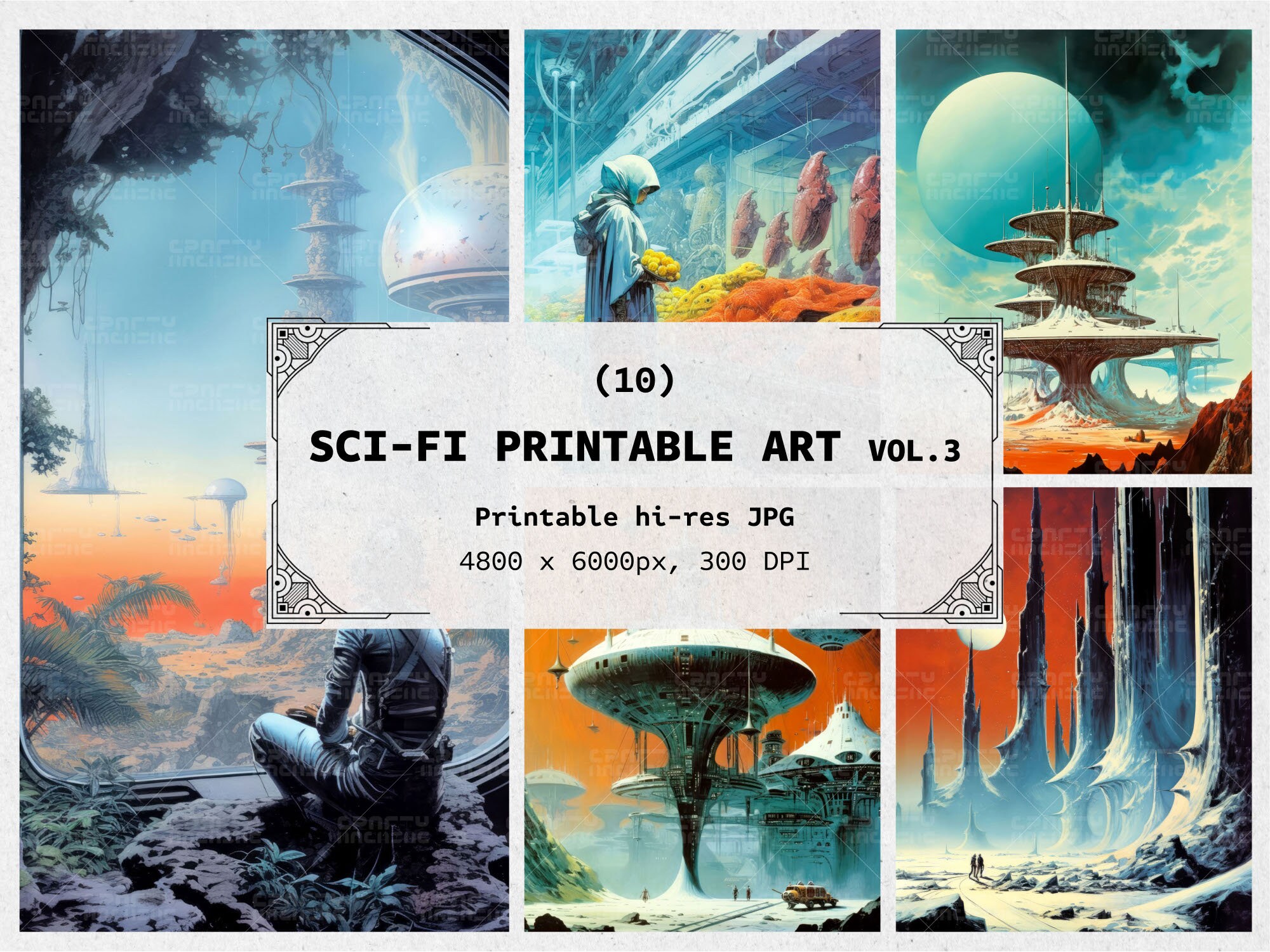 10 Retro Sci-fi Images Printable Wall Art, Digital Download Vol. 3 - Etsy