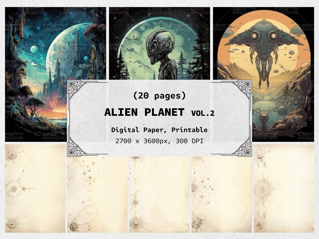 20 Pages Alien Planet Digital Notebook Paper Printable, Digital ...