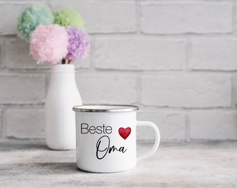 Emaille Tasse "beste Oma", Geschenk beste Oma, Tasse beste Oma, Geschenk Oma, Geschenk Geburtstag Oma, Geschenk Oma, Überraschung Oma