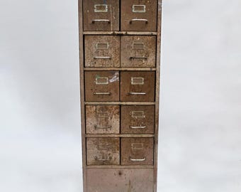 Huge Vintage Metal Filing Cabinet – Distressed Industrial 4-Drawer Storage | Rustic Farmhouse Office Decor