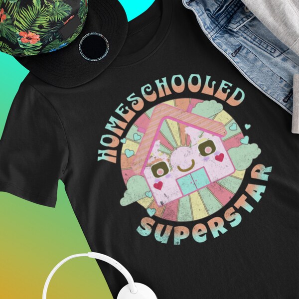 Homeschooled Superstar - Kids Cotton Fun Graphic Homeschool T-Shirt, Virtual Learning, Homeschooling, Homeschool Life, Back to School