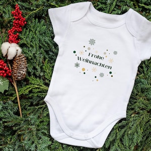 Body de Noël bébé « Joyeux Noël » - Body bébé en coton comme tenue de Noël - Lutin de Noël blanc pour photos comme vœux de Noël