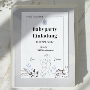 Babyshowerkaarten als uitnodiging op papier - Plasfeestuitnodiging als Canva-ontwerp - Babyshowerkaart om af te drukken op DIN A4