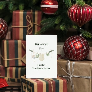 Schwangerschaft verkünden Weihnachten - Babyankündigung Kärtchen "Du wirst Papa" - Babyüberraschung für Vater und Großeltern auf DIN A4
