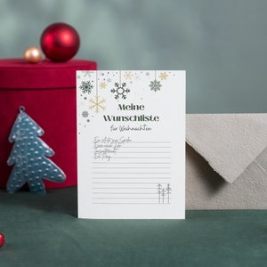 Wunschzettel Weihnachten deutsch - Weihnachtswunsch Karte DIN A4 - Weihnachtsgeschenk Liste personalisiert - Papier Wunschkarte für Kinder
