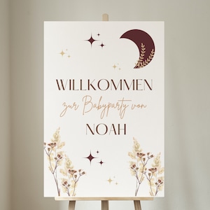 Willkommensschild Baby Party neutral - Gender Reveal Party Willkommenskarte Baby - Begrüßungsschild für die Babyshower als Canva Design