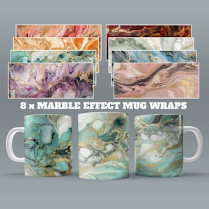 8x Marmoreffekt-Becher-Wraps, 11 Unzen- und 15 Unzen-Becher-Sublimationsdesign, Becher-Verpackungssammlung, Becher-Design, Becher-Sublimation, 11-Unzen-Becher-PNG, 15-Unzen-Becher-PNG