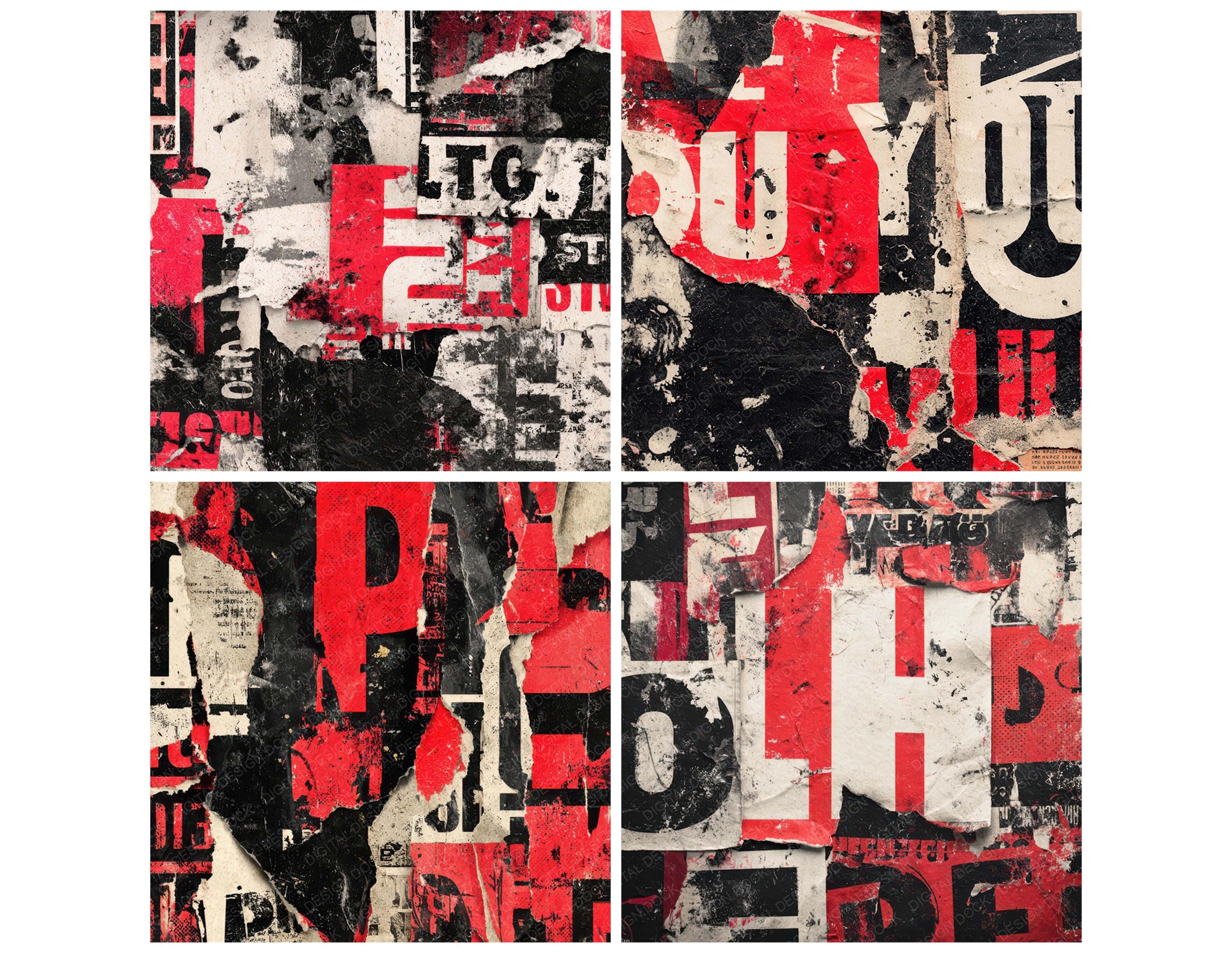 Punk Paper Rip 12x Punk Poster Rip Wall Junk Journal Paper Distressed Street Poster ...