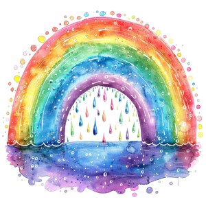 Rainbow Clipart, 12 Jpgs, Colorful Raining Rainbow Images, Printable ...