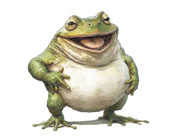 12 fröhliche, dicke Frösche (PNG-Clipart), verspielte, pummelige Kröte (Aquarell), druckbare Cliparts, hochwertige PNG/JPG-Dateien, digitaler Download, Papierbastelarbeiten