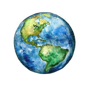 Watercolor Earth PNG Clip Art, 12x Minimal Globe Clipart Set, Printable Hand-Painted Planet Art, Transparent PNG, Digital Download