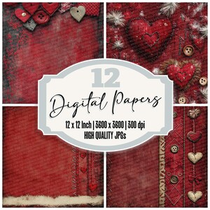 12 x coeur de laine indésirable papier journal paquet de papier numérique texturé confortable papier scrapbooking imprimable haute qualité JPG téléchargement