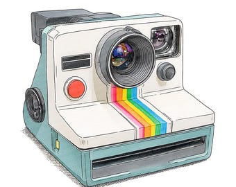 Retro Camera PNG Clipart, 12x Watercolor Vintage Polaroid Camera