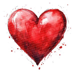 Watercolor Heart PNG Clipart, 12x Red Love Heart Clip Art Set,Hand-Painted Valentine Illustration,Digital Download,Scrapbooking,Paper Crafts