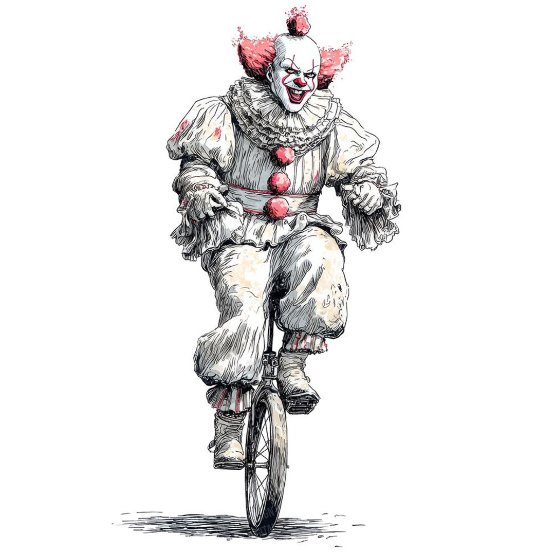 ピエロのPNGクリップアート、ハロウィーン一輪車ピエロのクリップ
