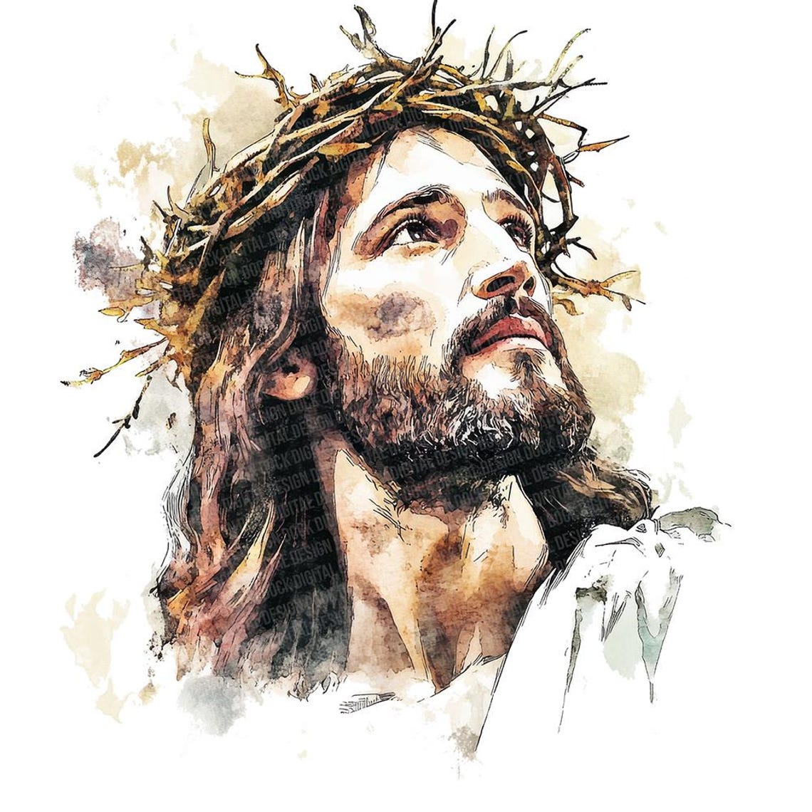 Jesus Christ PNG Clipart, 12x Watercolor Religious Art Clip Art Set ...