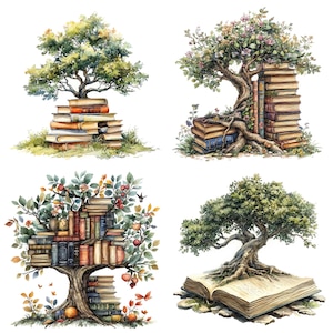 Book Tree PNG Clipart, 12x Reading Tree Clip Art Set, Printable ...