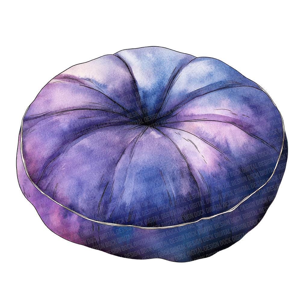 12x Meditation Cushion Clip Art, Watercolor Cushion PNG Set, Printable Clip Art, Digital Download, Paper Crafts, Relaxation Art