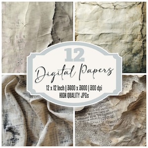 12x Tattered Segeltuch Junk-Journal Papier Nautische Textur Digitales Papier Pack Hochwertige JPGs Verwitterte Hintergründe für Scrapbooking