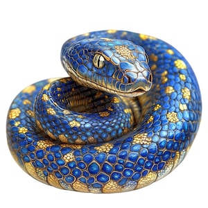 Cobra PNG Clipart, 12x Barroco Azul e Dourado Clip Art Set, Imprimível Aquarela Clip Art, Download Digital, Artesanato em Papel, Diário de Lixo, PNGs