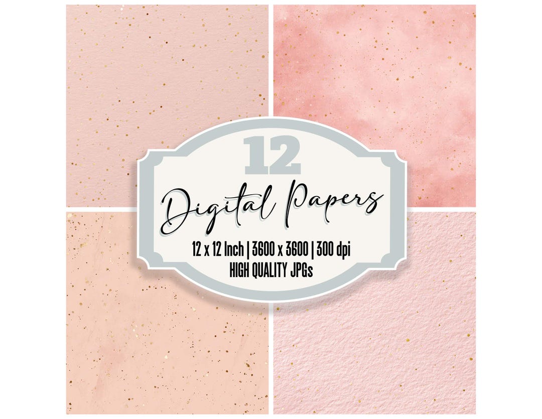 12x Blush Pink Gold Fleck Junk Journal Paper Glitter Speckled Digital ...