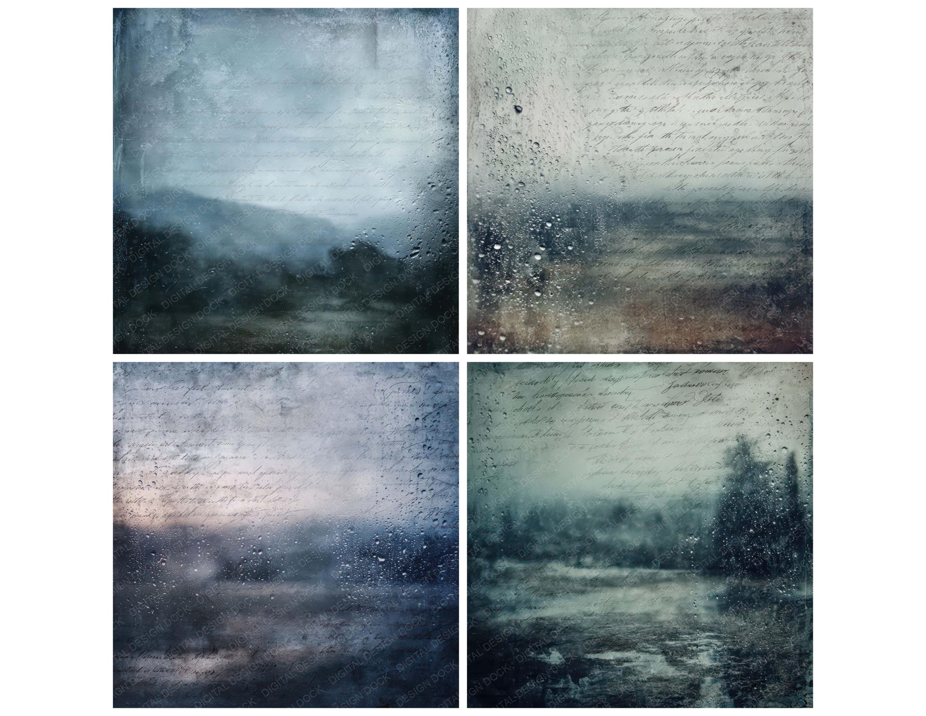 12x Rainy Window Junk Journal Paper, Landscape Scene, Distressed ...