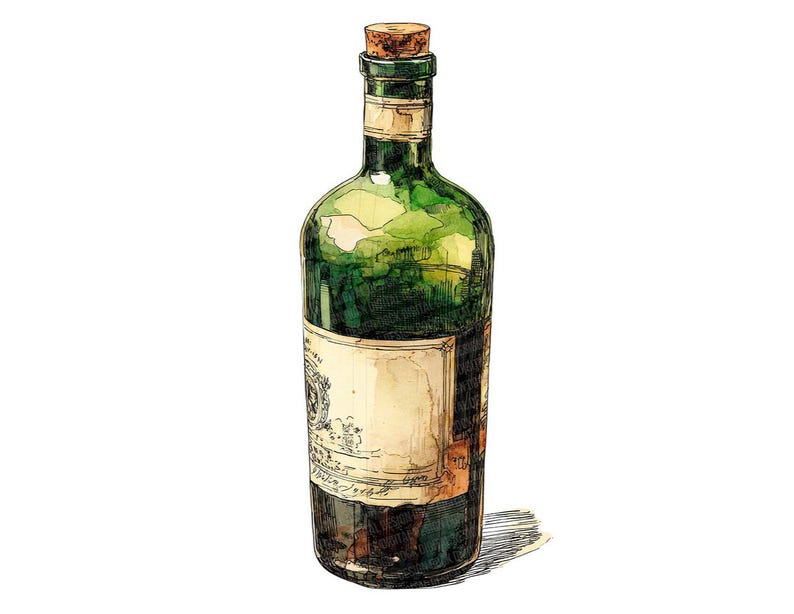 12x Green Wine Bottle PNG Clipart, Vintage Label Bottles Clip Art Set ...