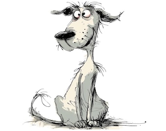 面白い犬のクリップアート、漫画犬のイラスト12点セット、印刷可能な