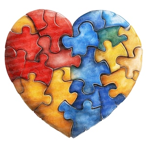12 imágenes prediseñadas de concienciación sobre el autismo, diseño de rompecabezas de acuarela, arte con piezas de rompecabezas, imágenes prediseñadas imprimibles, manualidades de papel, arte mural, GRATIS para caridad