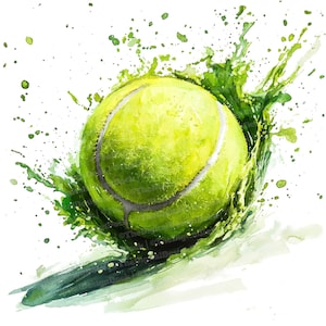12 Tennisball Aquarell Clipart, Sportball Spritzen, druckbare Clipart, hochwertige JPG, digitaler Download, Papierhandwerk, Junk Journals