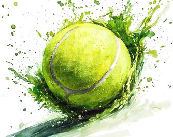 12 Tennis Ball Watercolor Clipart, Sports Ball Splash, Printable Clipart, High Quality JPG, Digital Download, Paper Crafts, Junk Journals