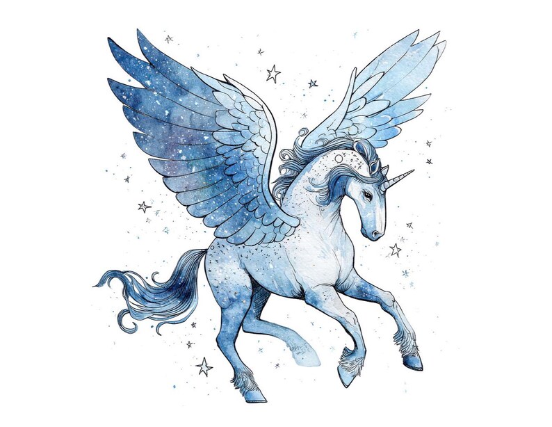 Pegasus PNG Clipart, 12x Fantasy Winged Horse Clip Art Set, Printable ...