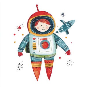 Astronaut PNG Clipart, 12x Space Explorer Clipart PNG Set, Watercolor Rocket & Spacesuit Illustration,Digital Download,Outer Space Clip Art