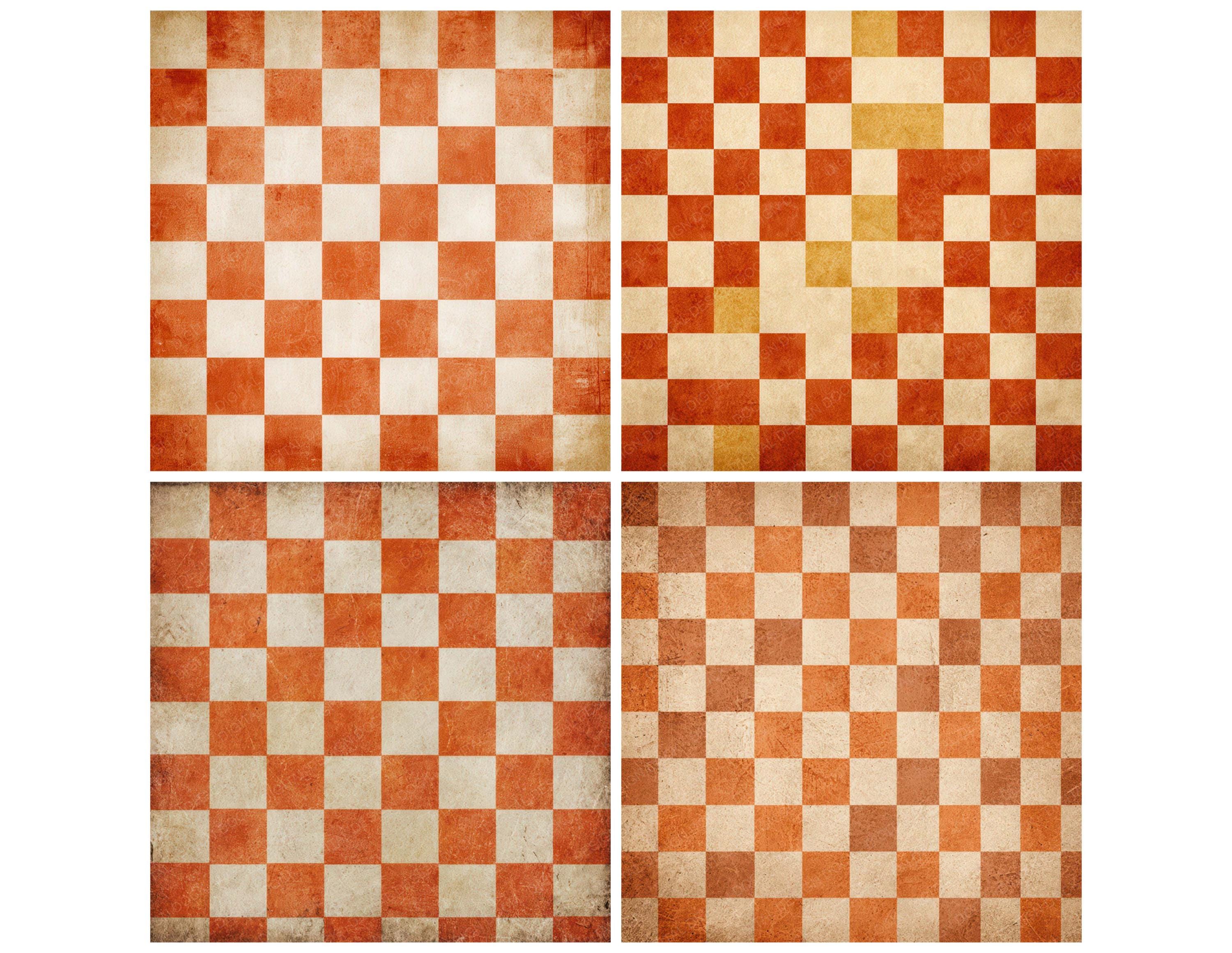 12x Vintage Checkerboard Digital Paper Pack Retro Checker Pattern Junk ...