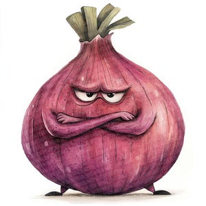 Angry Onion Watercolor PNG Clipart, 12x Funny Vegetable Character PNG Set, Printable Cartoon Veggie Clip Art,Digital Download PNGs,Onion Man
