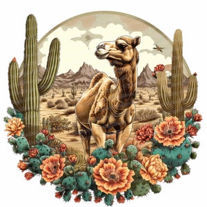 12x Clipart cammello vintage, Clipart deserto floreale, Clipart acquerello stampabile, Arte murale, Artigianato di carta, Download digitale, Diari spazzatura