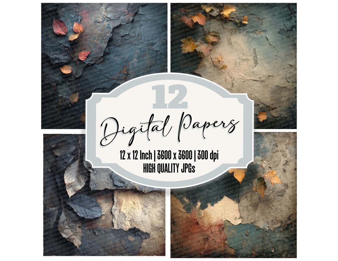 12xdead Leaf Junk Journal Paper Grunge Texture Digital Paper Pack ...