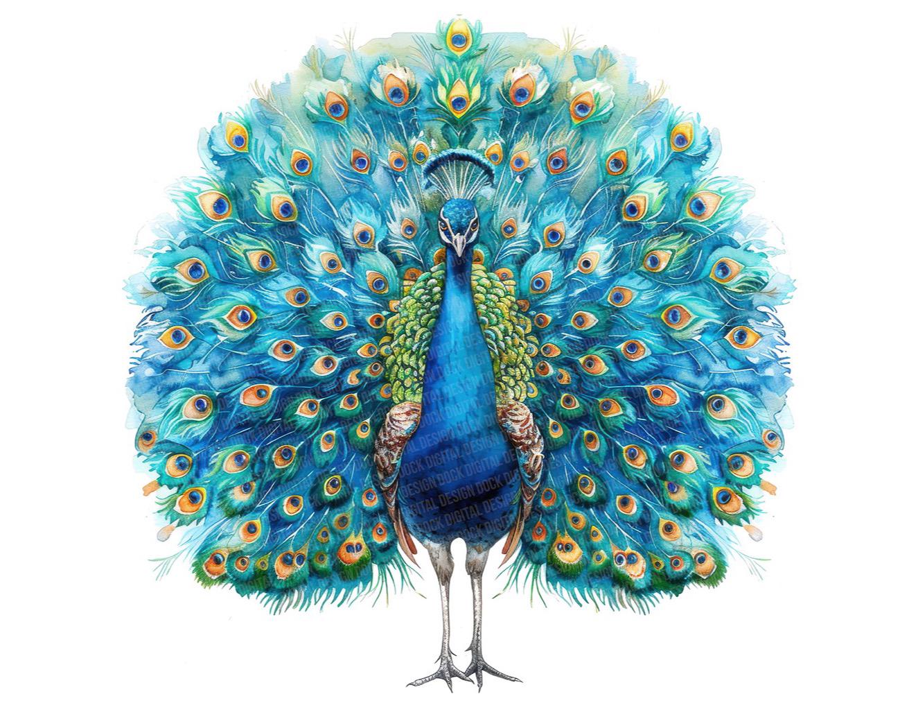 Peacock PNG Clipart, 12x Colorful Bird Clip Art Set, Printable