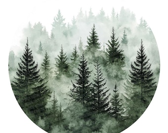 Imágenes prediseñadas PNG de bosque, conjunto de 12 ilustraciones de árboles en acuarela, arte digital de naturaleza boscosa, descarga imprimible, manualidades en papel, paquete de scrapbooking