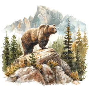 Clipart grizzly, 12 fichiers JPG, clipart ours brun, image imprimable, illustration, art mural, téléchargement numérique, journaux indésirables, graphiques