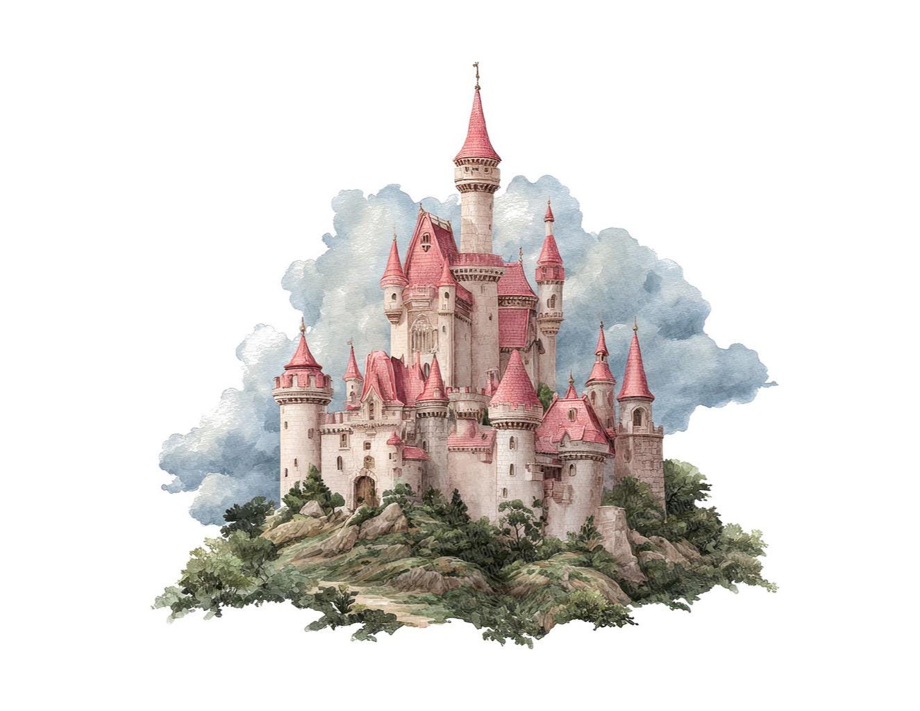 Pink Castle PNG Clipart, 12x Princess Fairytale Castle Art Set ...