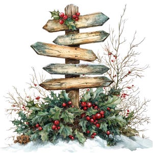 Kerst richting borden clipart, 12 hoge kwaliteit jpg's, vakantie wegwijzer kunst, digitale download, junk Journal, clipartset, digitale papers