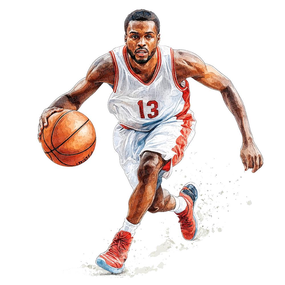 Basketball Player PNG Clipart, 12x Watercolor Basketball Clip Art Set ...