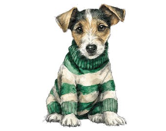 Dog PNG Clipart, 12x Christmas Dog in Sweater Clip Art Set, Printable Watercolor Clip Art, Digital Download, Transparent PNG, Holiday Dog
