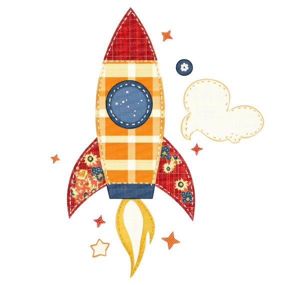 Buy Fabric Rocket PNG Clipart, 12x Patchwork Toy Rocket Clip Art