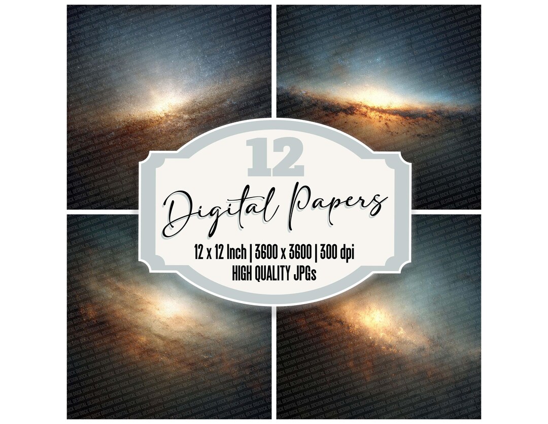 12x Ancient Galaxy Core Junk Journal Paper Digital Paper Pack Celestial ...