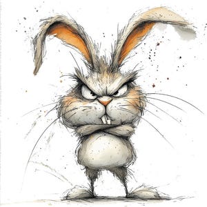 Grumpy Rabbit PNG Clipart, 12x Angry Bunny Clip Art Set, Printable ...