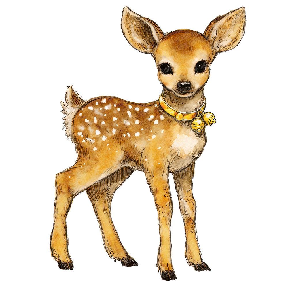 Jingle Bell Fawn PNG Clipart, 12x Christmas Deer Clip Art Set ...