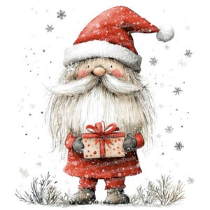 Christmas Gonk Clip Art, 12x Watercolor Gnome Clipart Set, Printable Digital Art,Holiday Clip Art,Digital Download,Scrapbooking,Xmas Clipart